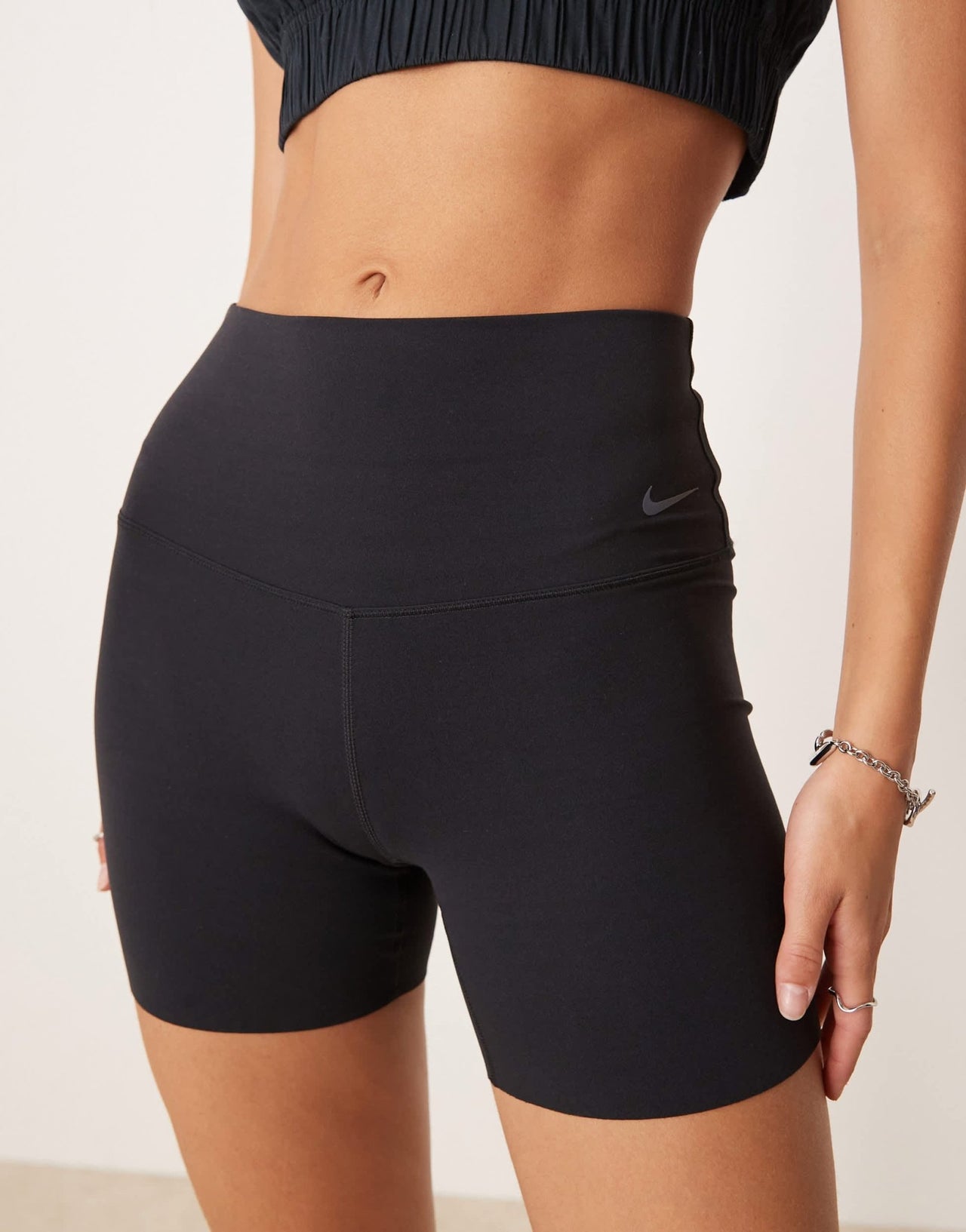 Nike Training Zenvy Dri-FIT soft touch high waisted 5 inch shorts in black - ASOS Sample Sale