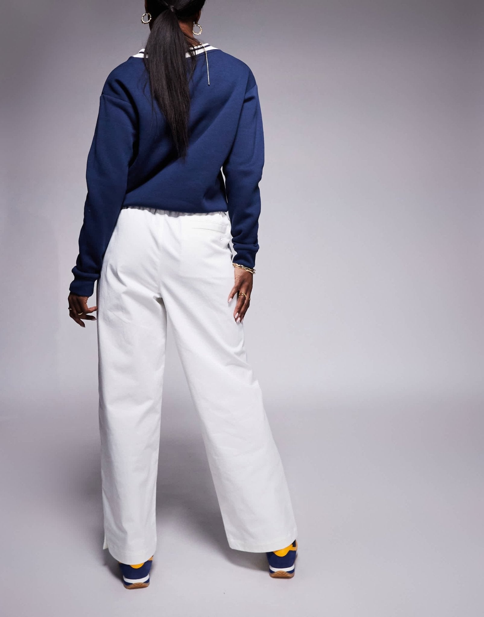 Nike wide leg trousers in cream - ASOS Sample Sale