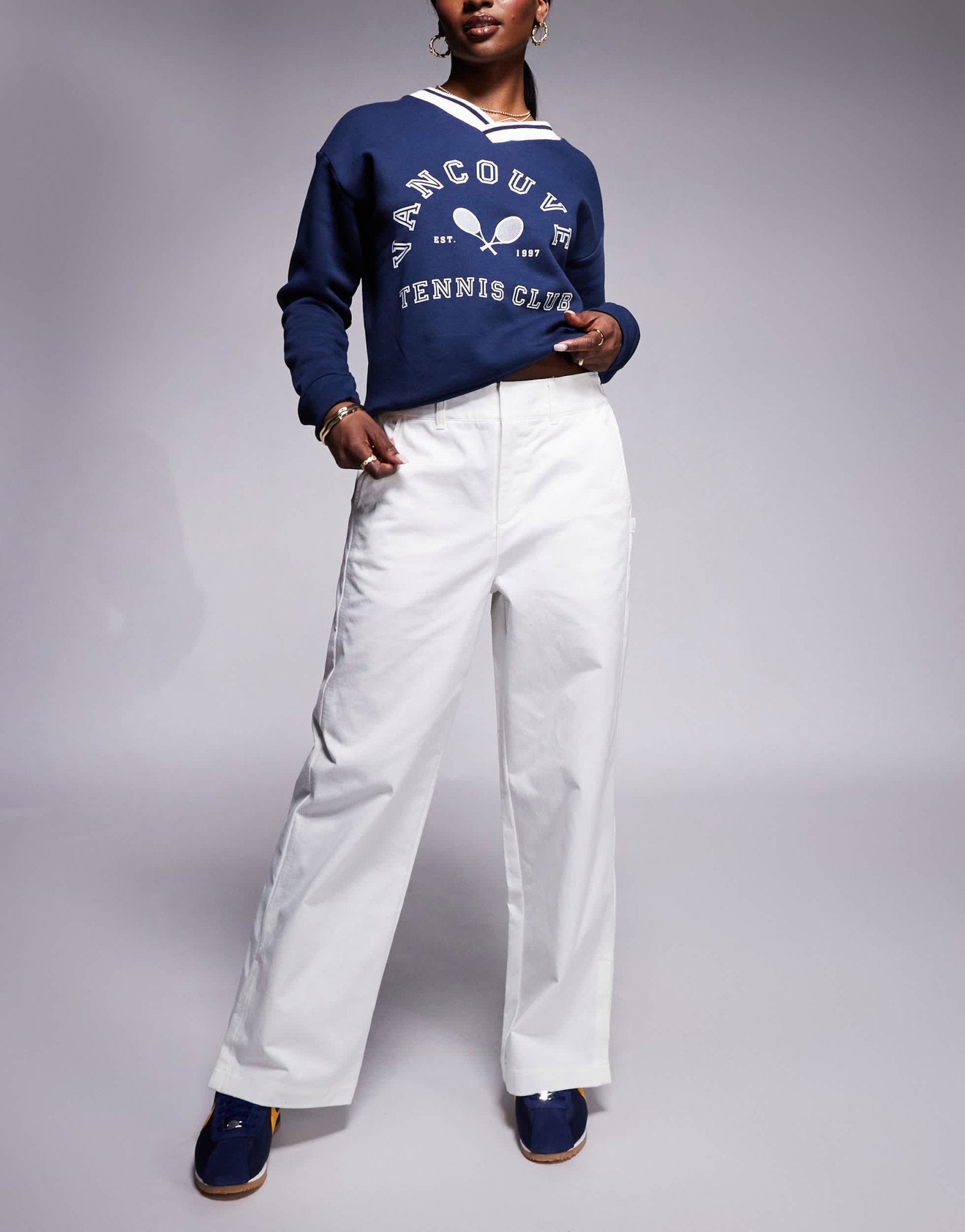 Nike wide leg trousers in cream - ASOS Sample Sale