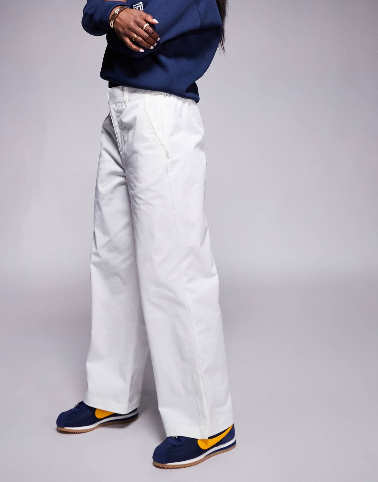 Nike wide leg trousers in cream - ASOS Sample Sale