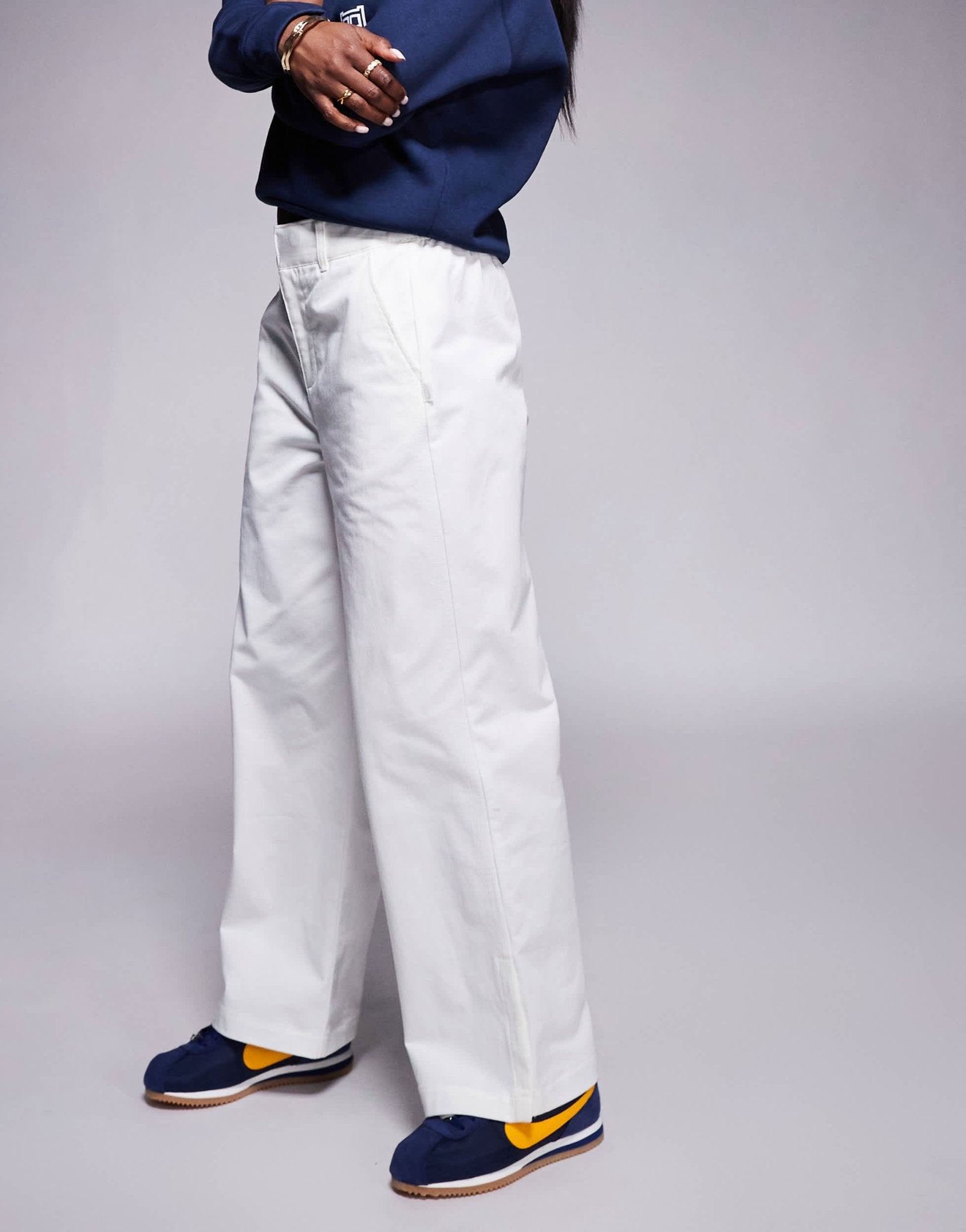 Nike wide leg trousers in cream - ASOS Sample Sale
