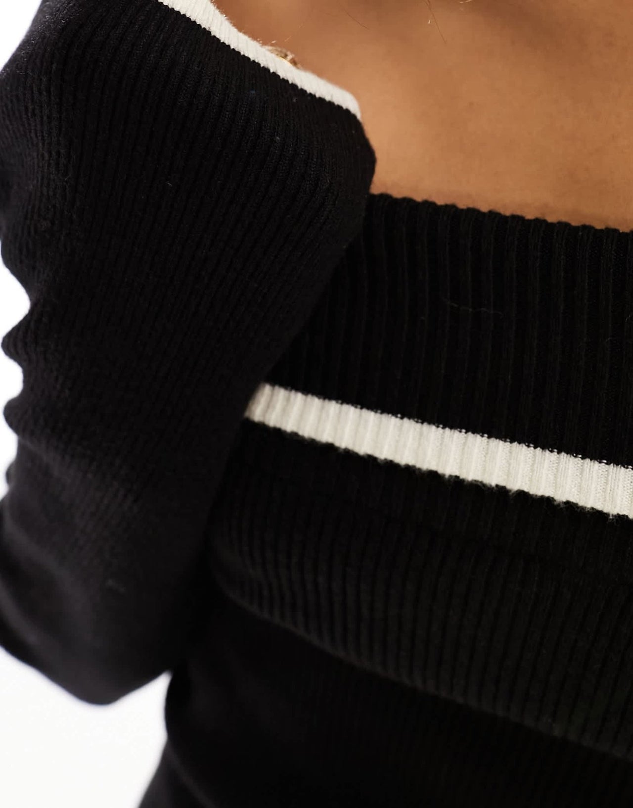 Nobody's Child bardot knitted top with tipping in black - ASOS Sample Sale