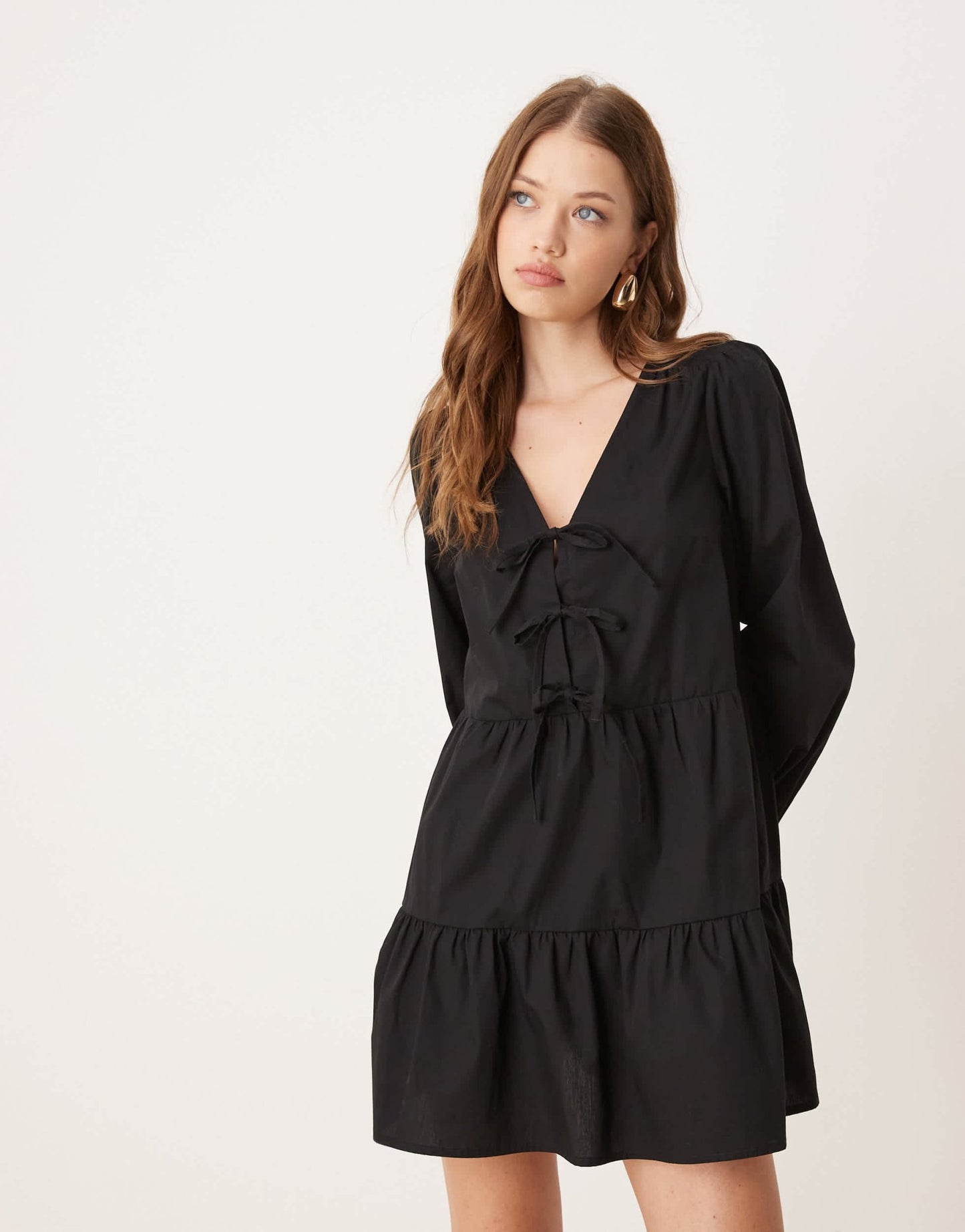 Nobody's Child Bernadetta long sleeve mini dress in black - ASOS Sample Sale