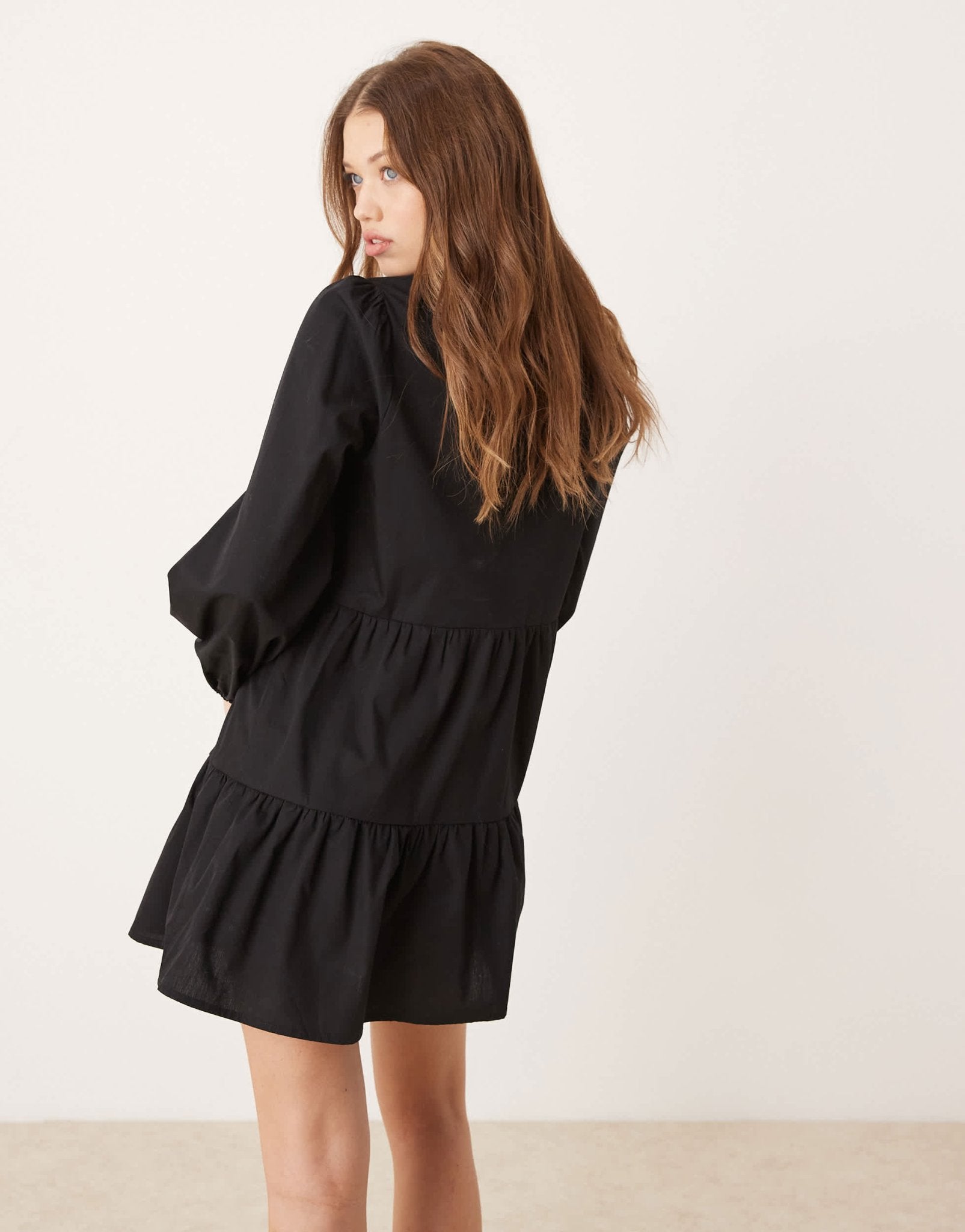Nobody's Child Bernadetta long sleeve mini dress in black - ASOS Sample Sale