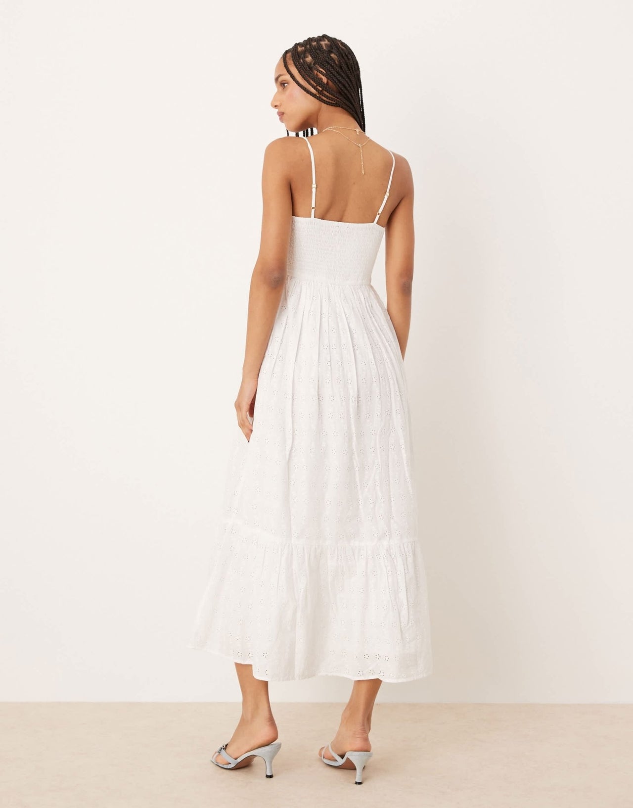 Nobody's Child Briar strappy broderie midi dress in white - ASOS Sample Sale