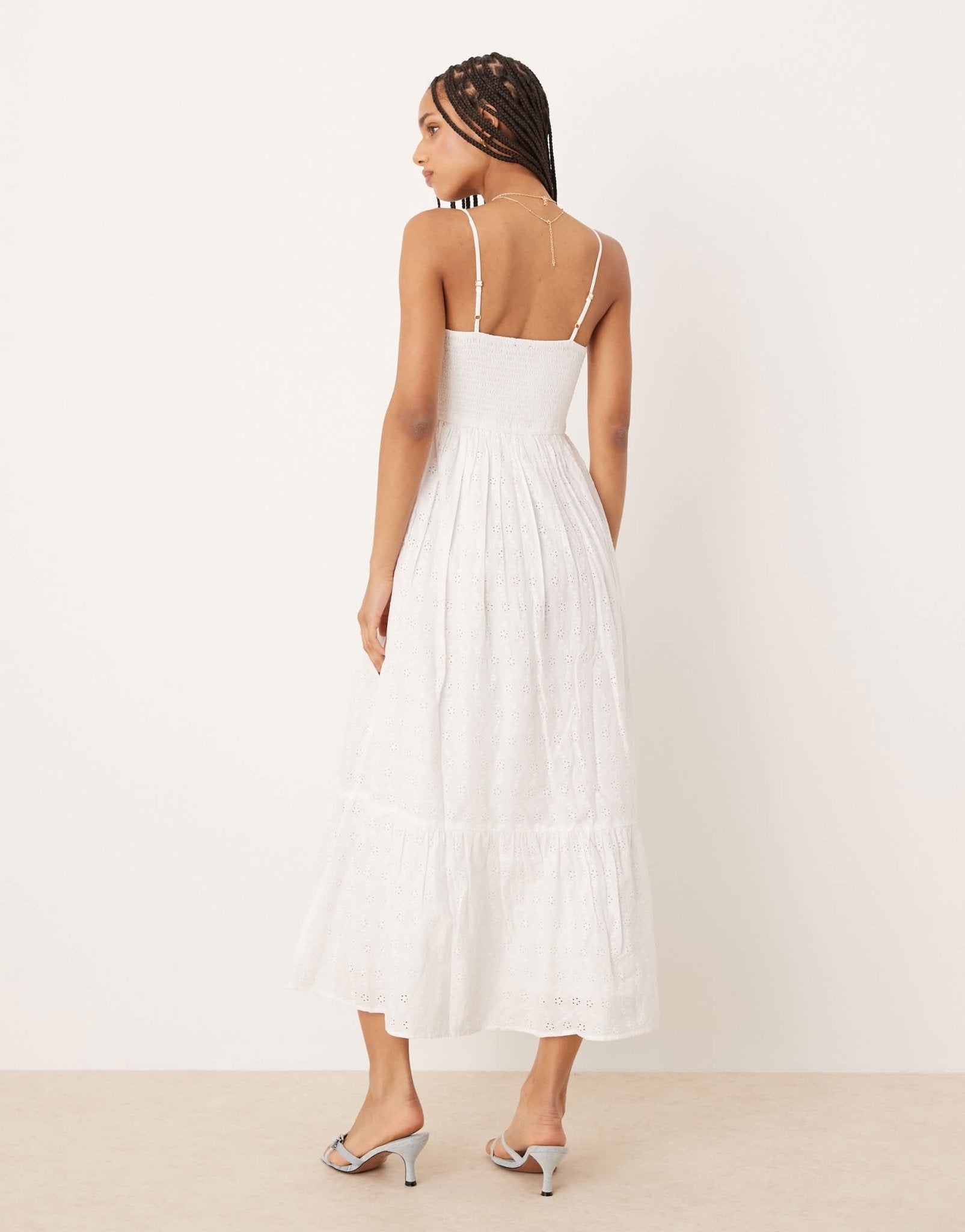 Nobody's Child Briar strappy broderie midi dress in white - ASOS Sample Sale