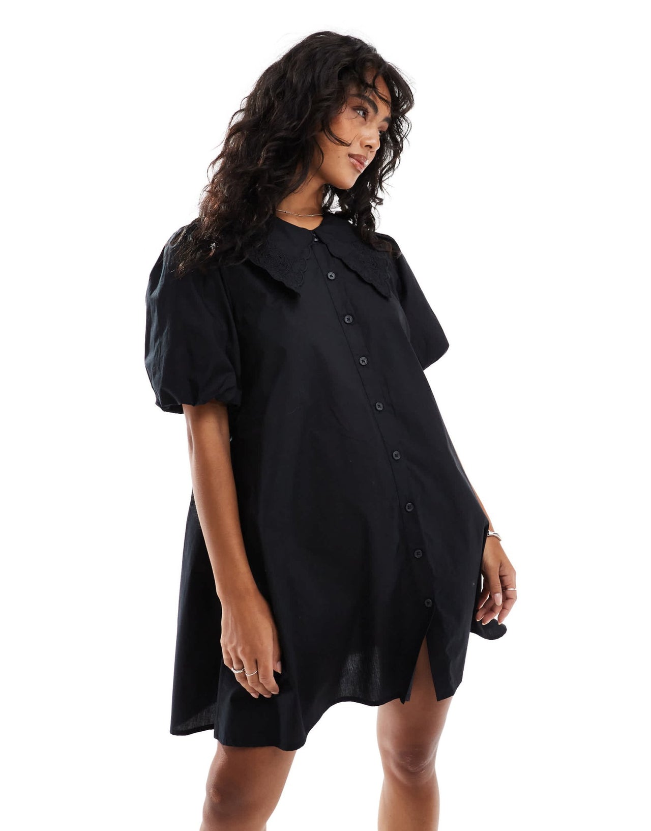 Nobody's Child Bridget mini shirt dress in black - ASOS Sample Sale