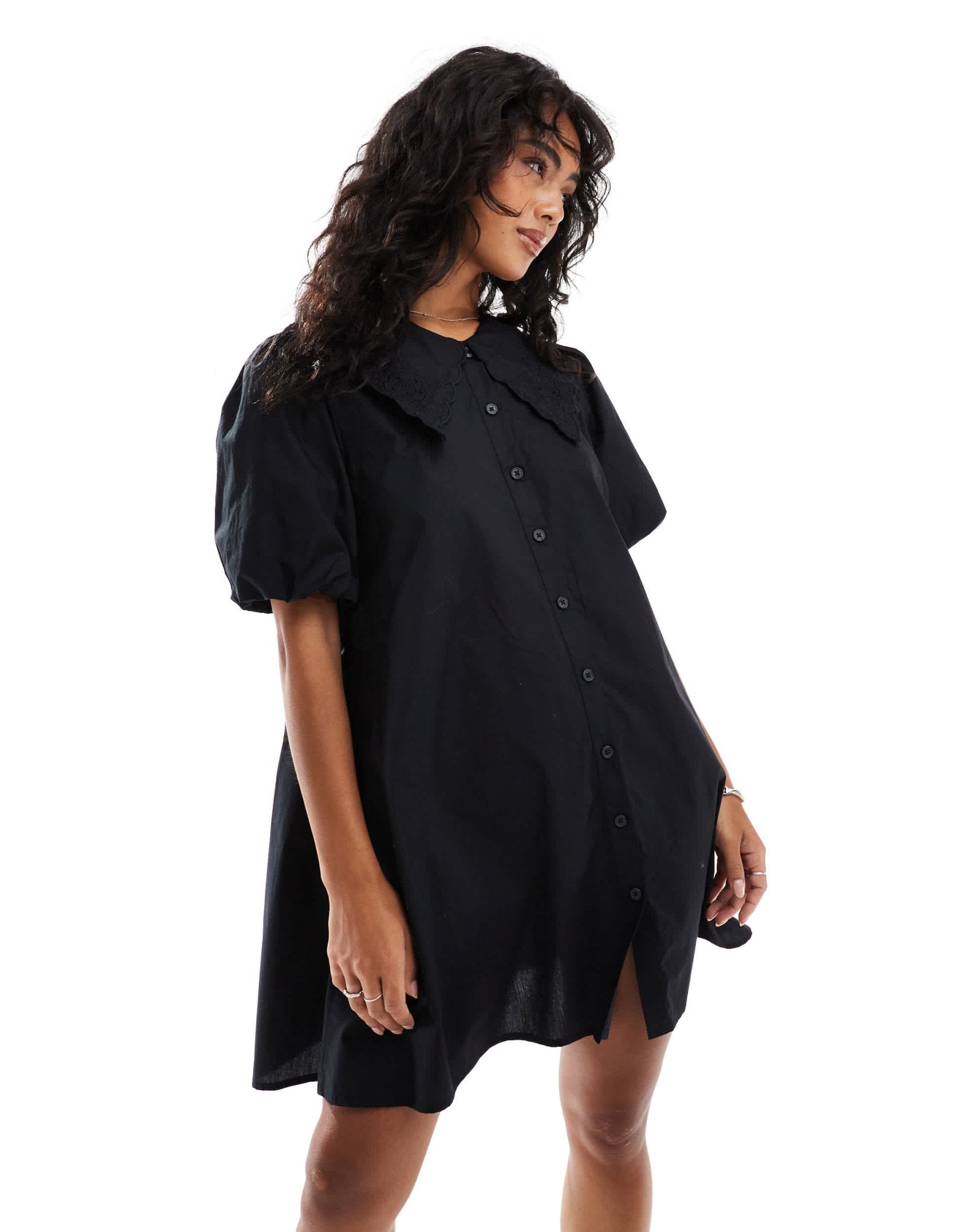 Nobody's Child Bridget mini shirt dress in black - ASOS Sample Sale