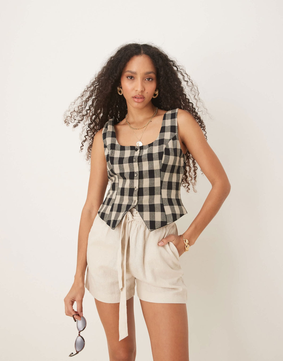 Nobody's Child Celeste waistcoat in mono gingham - ASOS Sample Sale