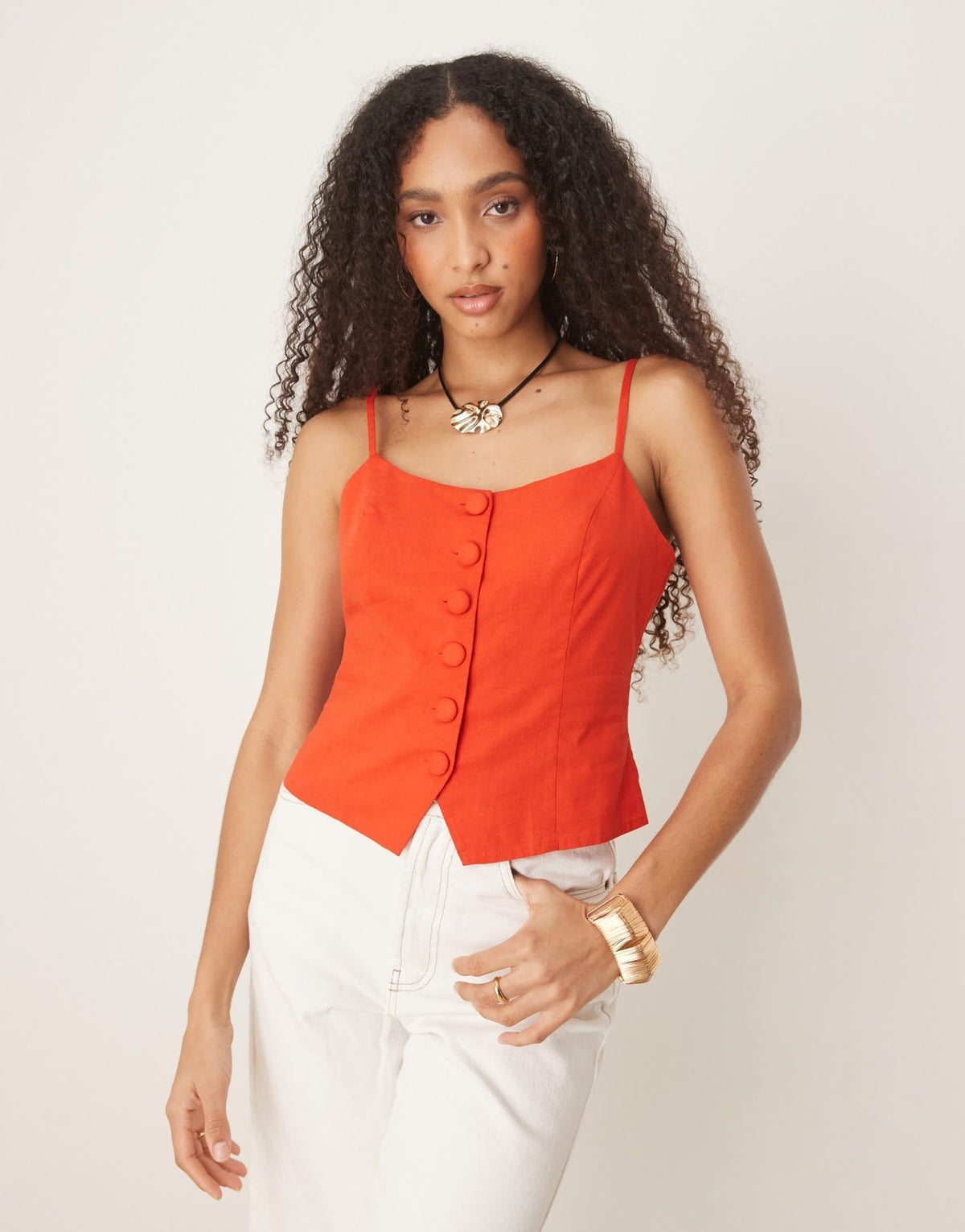 Nobody's Child Celine strappy waistcoat in red - ASOS Sample Sale
