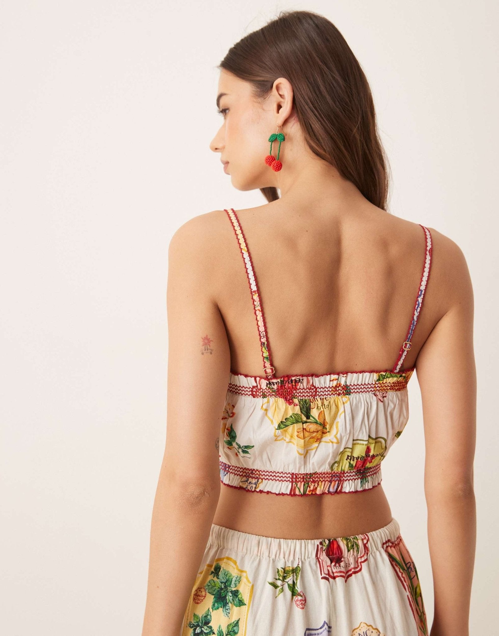 Nobody's Child Chai cropped cami top co-ord in postcard fruit print - ASOS Sample Sale