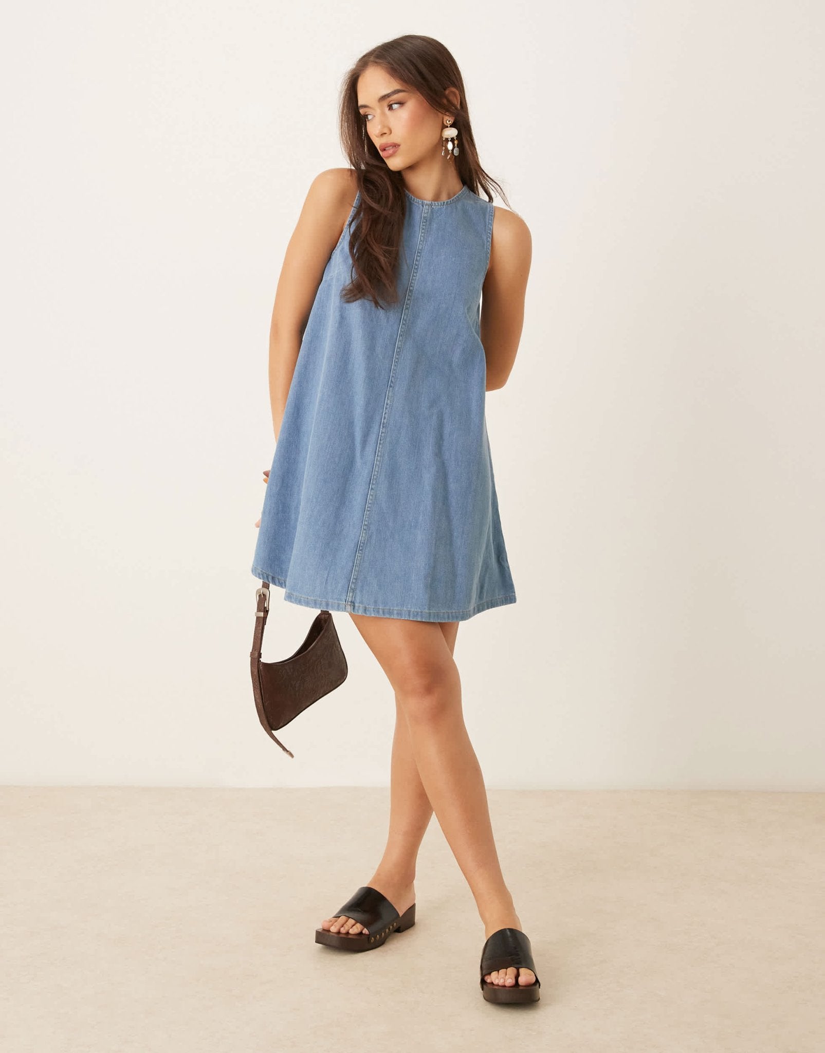 Nobody's Child denim swing dress with cut out back in light blue - ASOS Sample Sale
