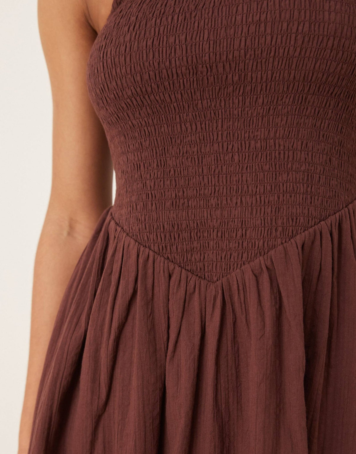 Nobody's Child Imogen strappy midi dress with v-waist in brown - ASOS Sample Sale