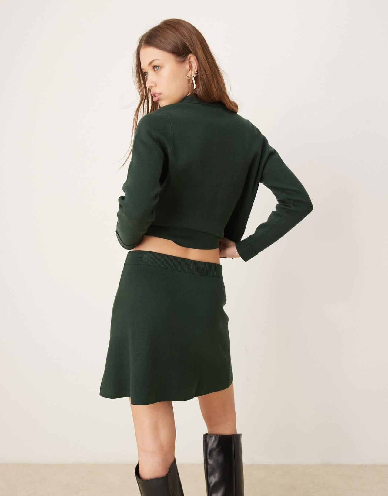 Nobody's Child knitted mini skirt in dark green co - ord - ASOS Sample Sale