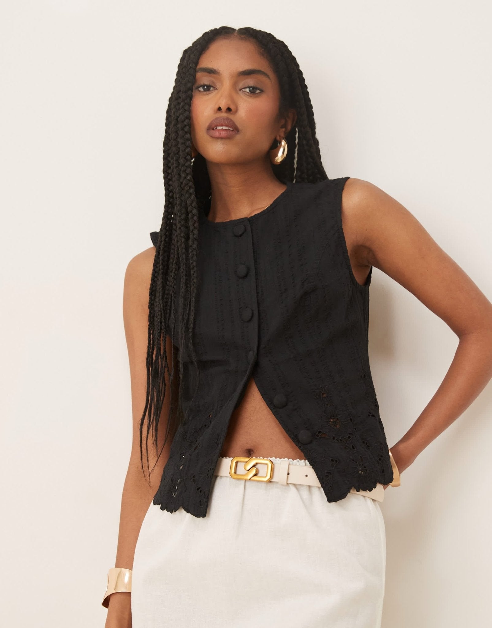 Nobody's Child Layla embroidered waistcoat in black - ASOS Sample Sale