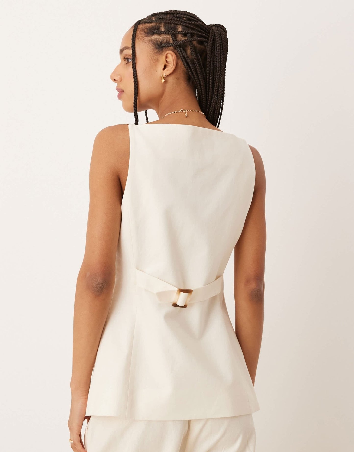 Nobody's Child longline tailored waistcoat co-ord in cream - ASOS Sample Sale