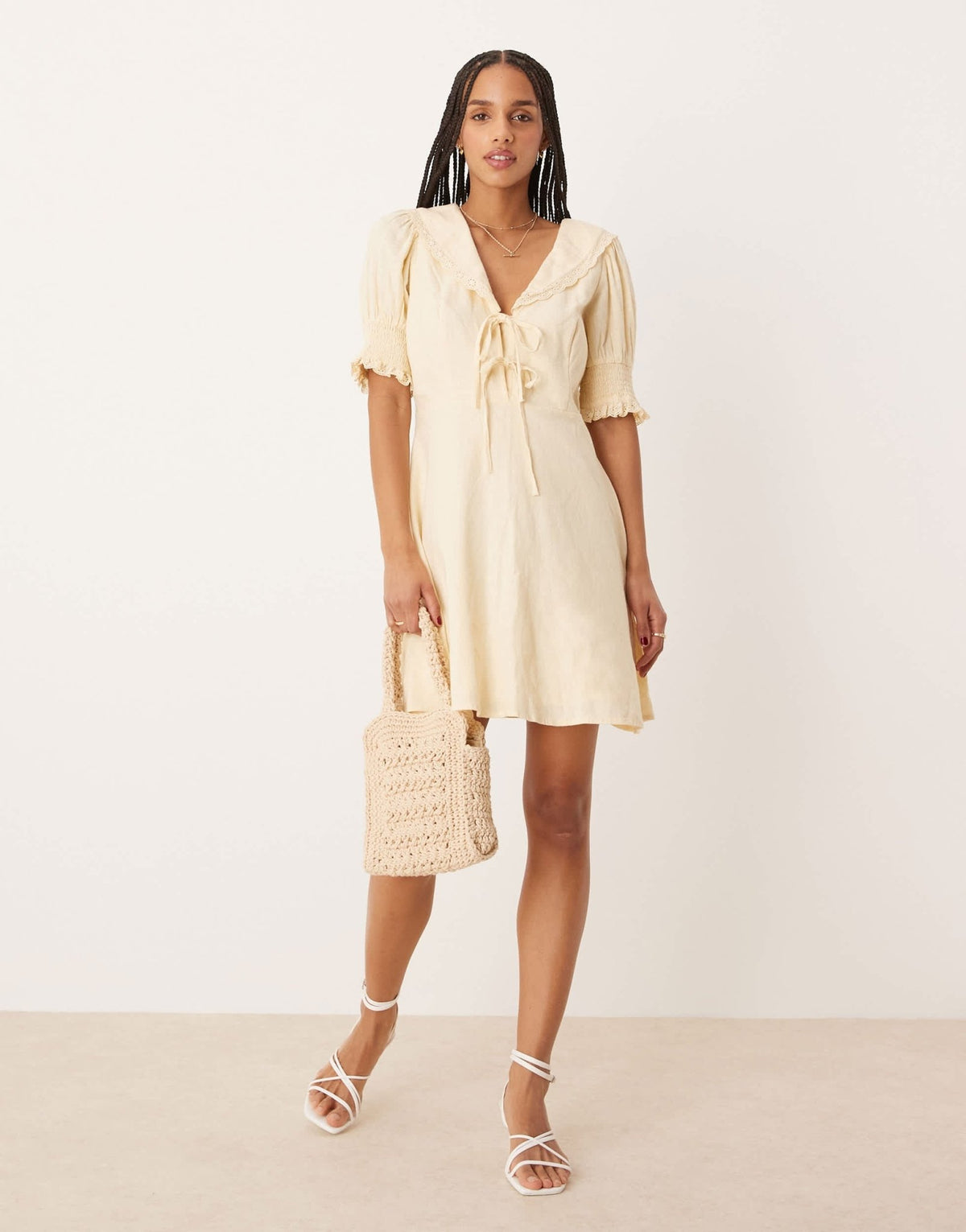 Nobody's Child Louise collared mini dress in yellow - ASOS Sample Sale