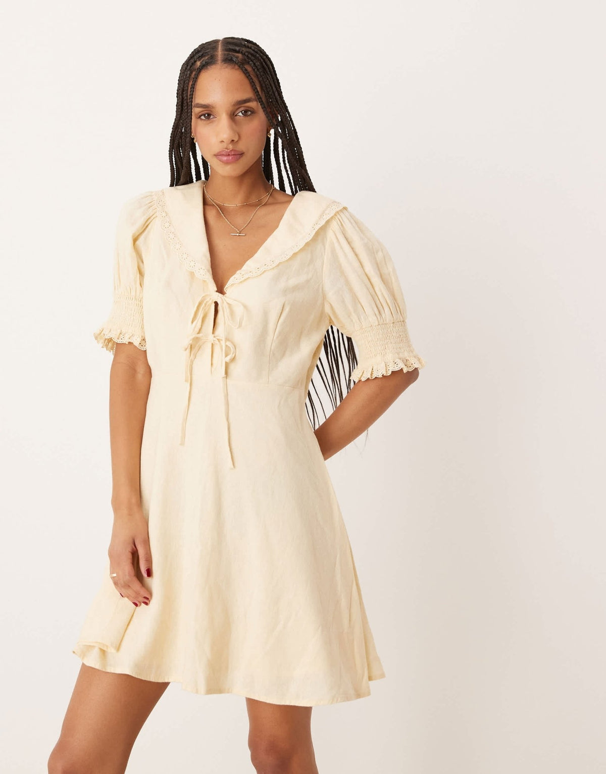 Nobody's Child Louise collared mini dress in yellow - ASOS Sample Sale