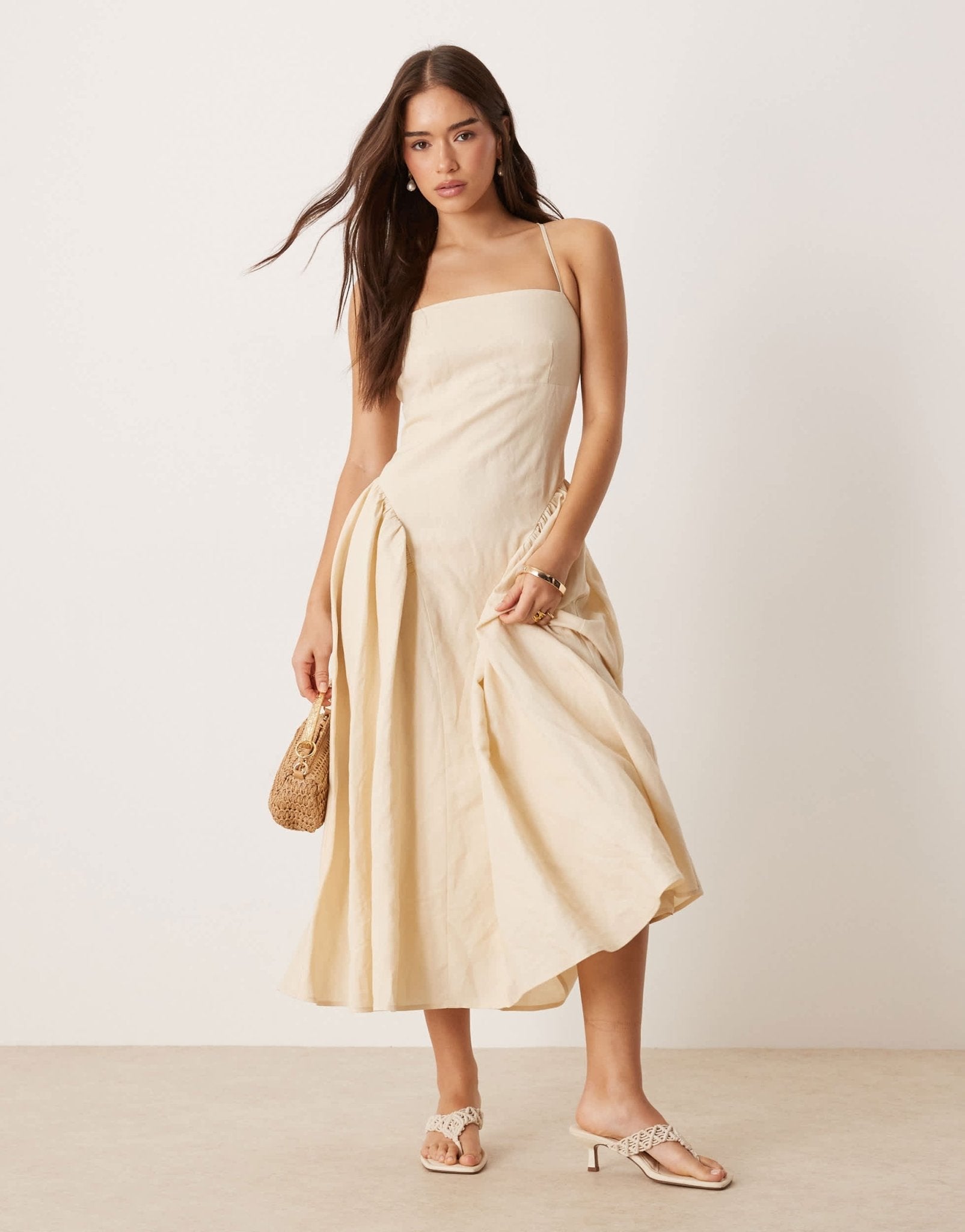 Nobody's Child Lupin structured midi dress in stone - ASOS Sample Sale