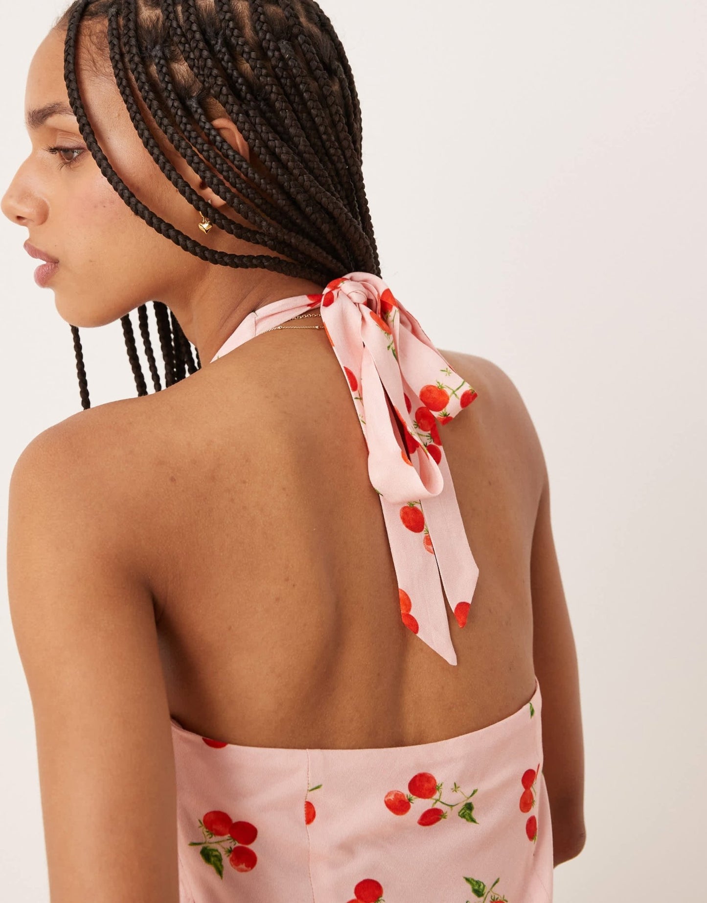 Nobody's Child Lyne halter neck midi dress in pink tomato print - ASOS Sample Sale