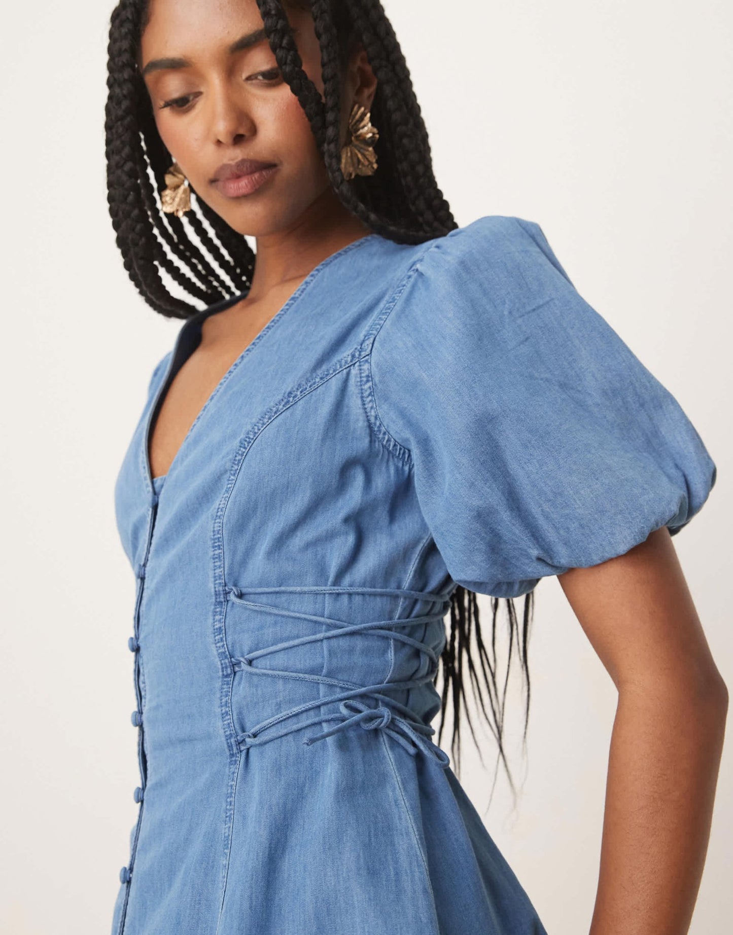 Nobody's Child Magnolia denim mini dress in light blue - ASOS Sample Sale