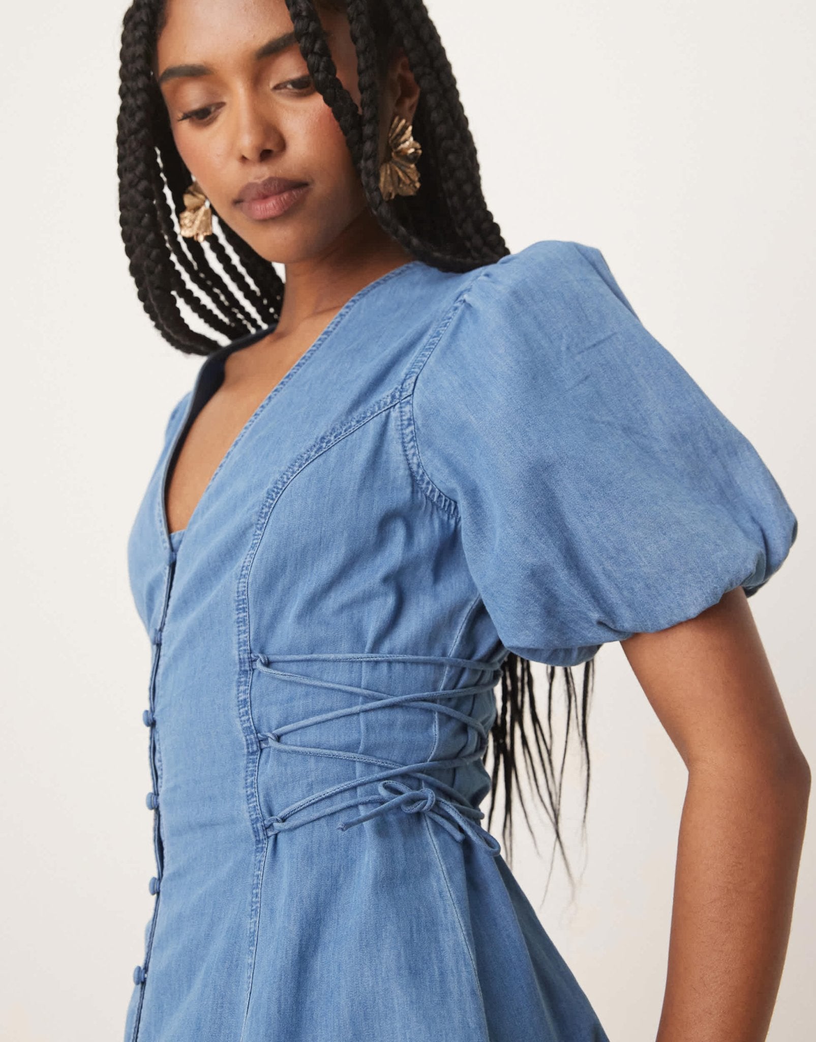 Nobody's Child Magnolia denim mini dress in light blue - ASOS Sample Sale