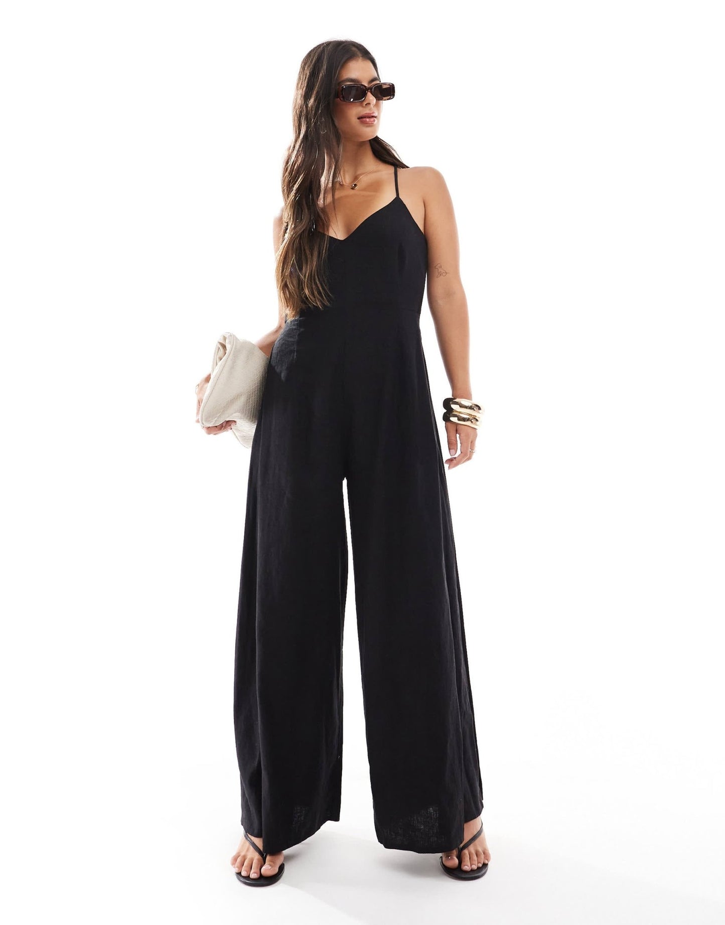 Nobody's Child Maryana wide leg jumpsuit in black - ASOS Sample Sale