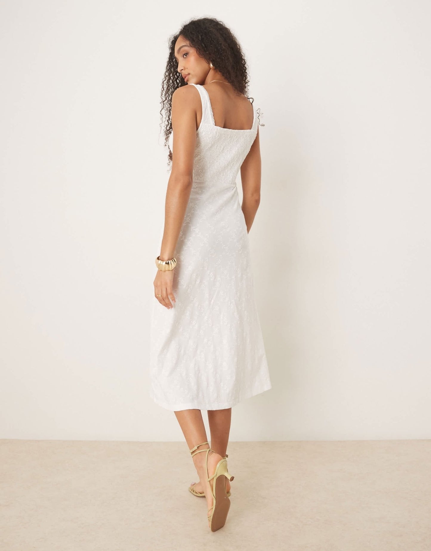 Nobody's Child Melissa milkmaid midi dress in white - ASOS Sample Sale
