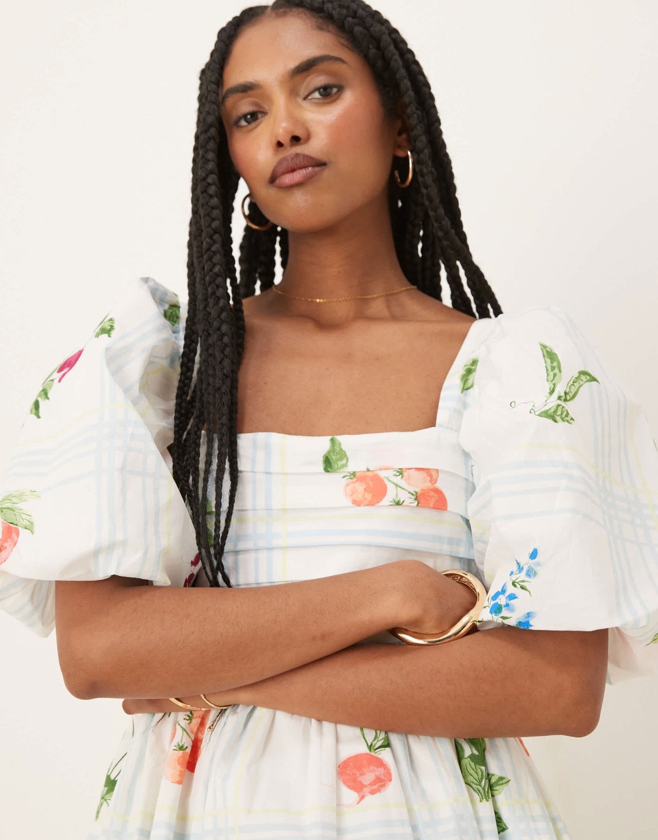 Nobody's Child Nova puff sleeve mini dress in fruit check print - ASOS Sample Sale