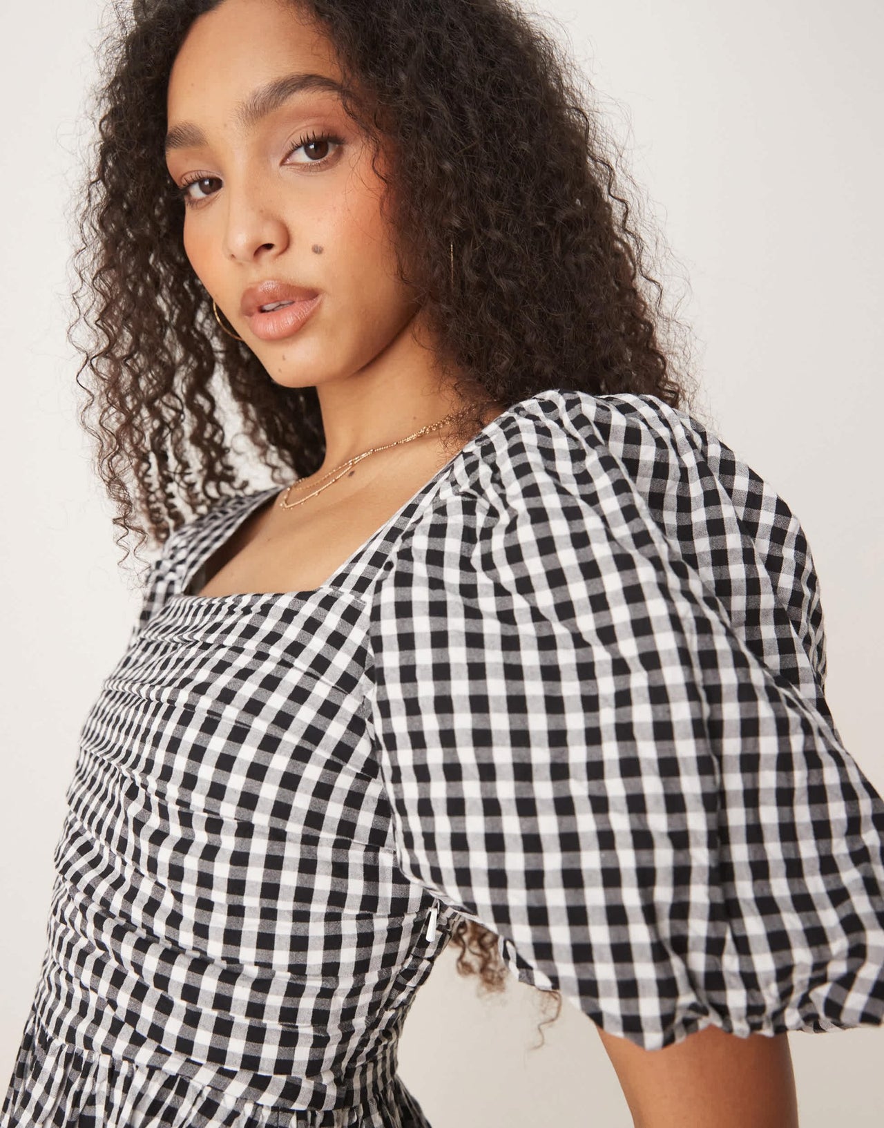 Nobody's Child Nova puff sleeve playsuit in black gingham - ASOS Sample Sale