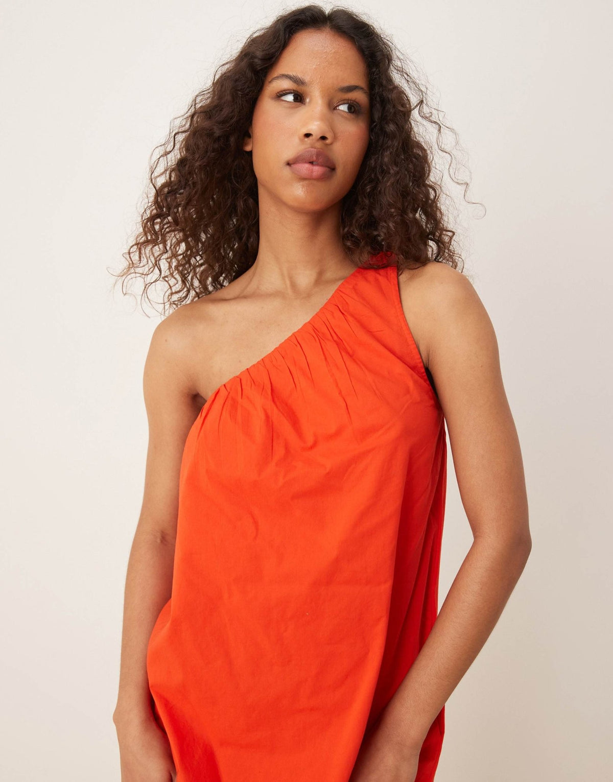 Nobody's Child one shoulder asymmetric trapeze midi dress in red - ASOS Sample Sale