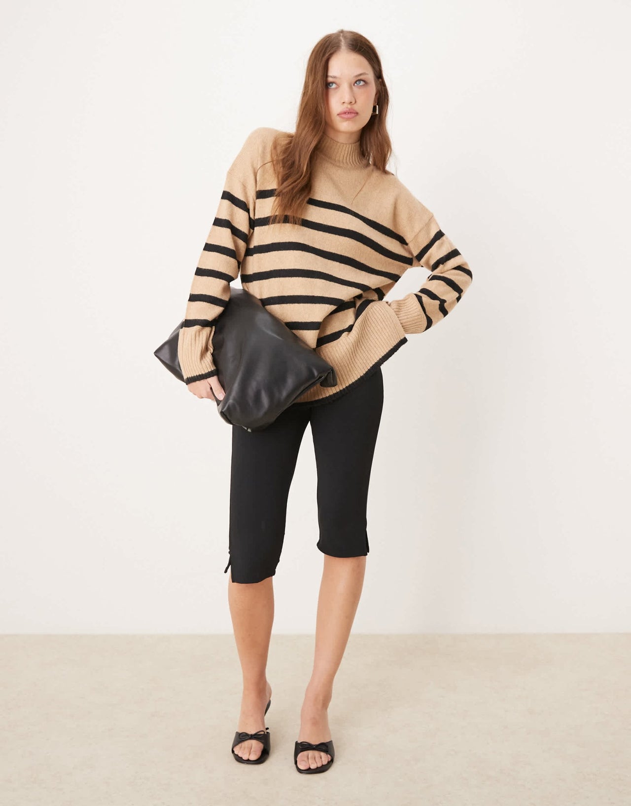 Nobody's Child oversized high neck jumper in brown stripe - ASOS Sample Sale