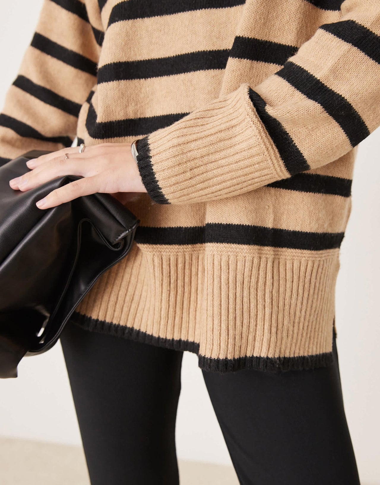 Nobody's Child oversized high neck jumper in brown stripe - ASOS Sample Sale