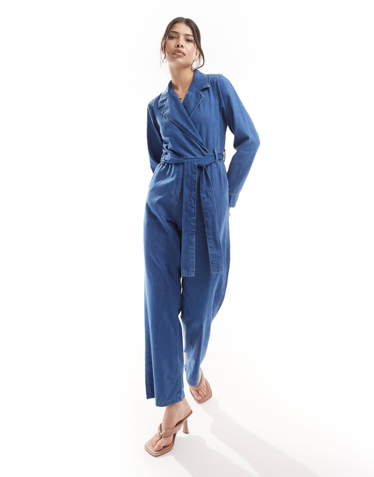 Nobody's Child Penrith wrap denim jumpsuit in blue - ASOS Sample Sale