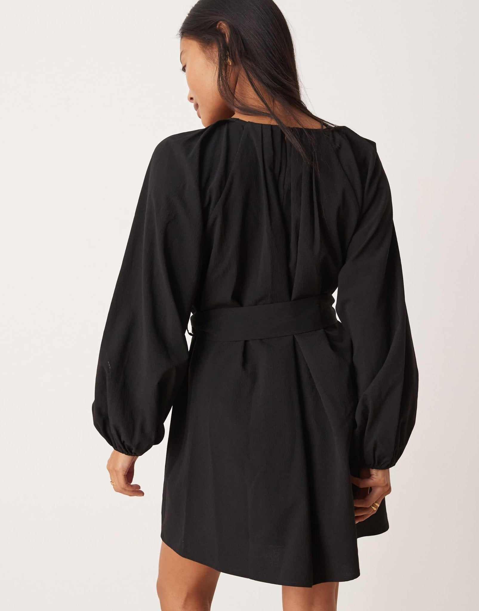 Nobody's Child Petite Mayall long sleeve belted mini dress in black - ASOS Sample Sale