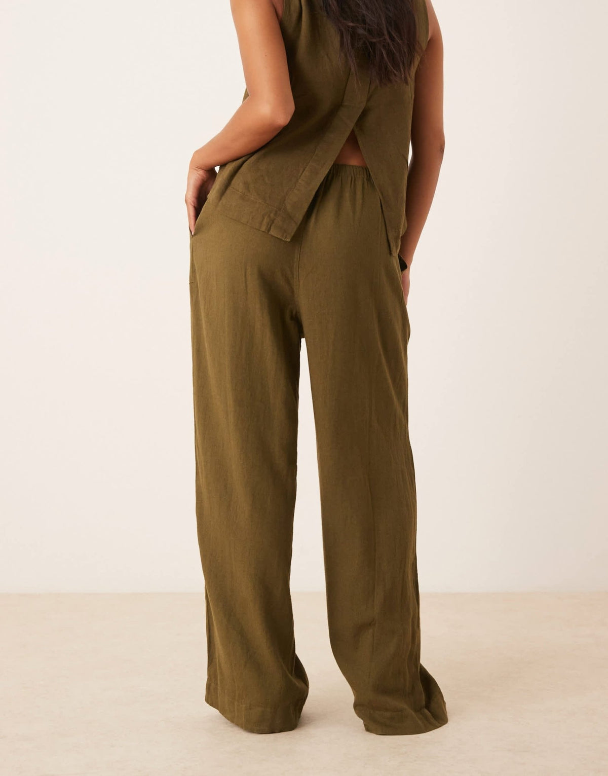 Nobody's Child Petite Shona straight leg trouser co-ord in green - ASOS Sample Sale