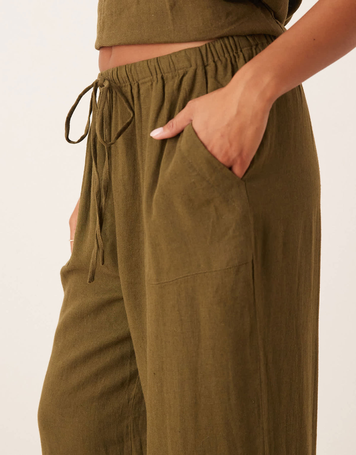 Nobody's Child Petite Shona straight leg trouser co-ord in green - ASOS Sample Sale