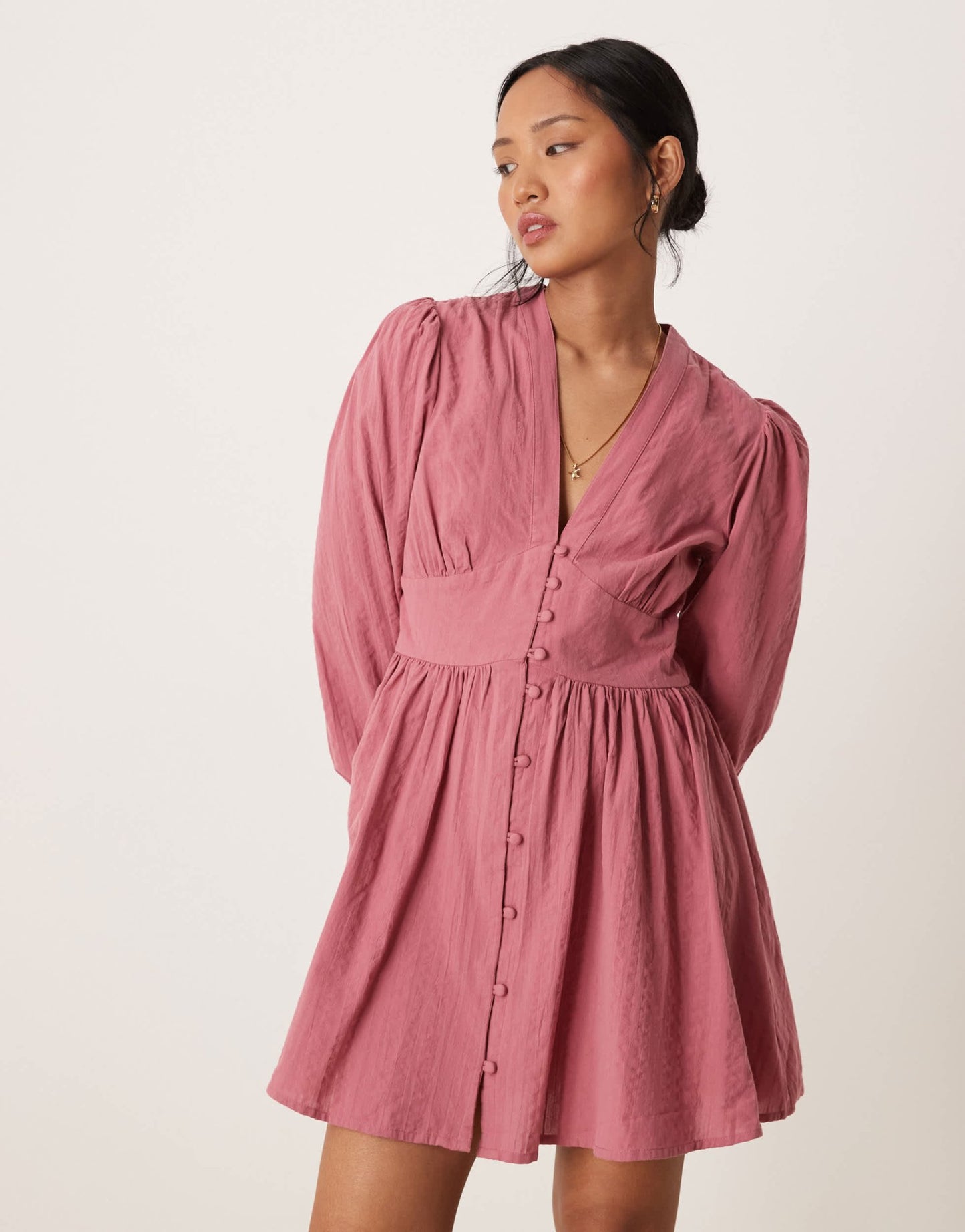 Nobody's Child Petite Starlight long sleeve mini dress in pink - ASOS Sample Sale