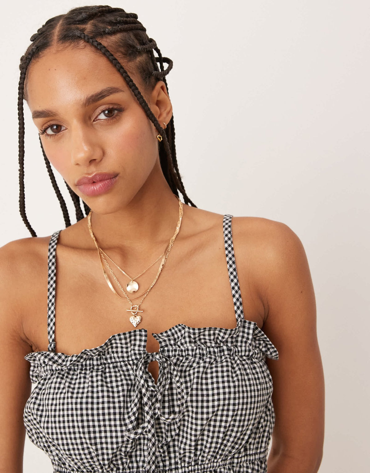 Nobody's Child Rach bandeau crop top co-ord in mono gingham - ASOS Sample Sale