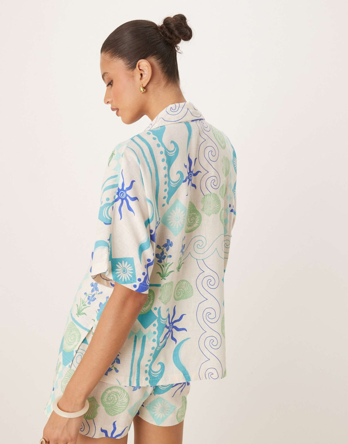 Nobody's Child Rhian linen shirt co-ord in white and blue - ASOS Sample Sale