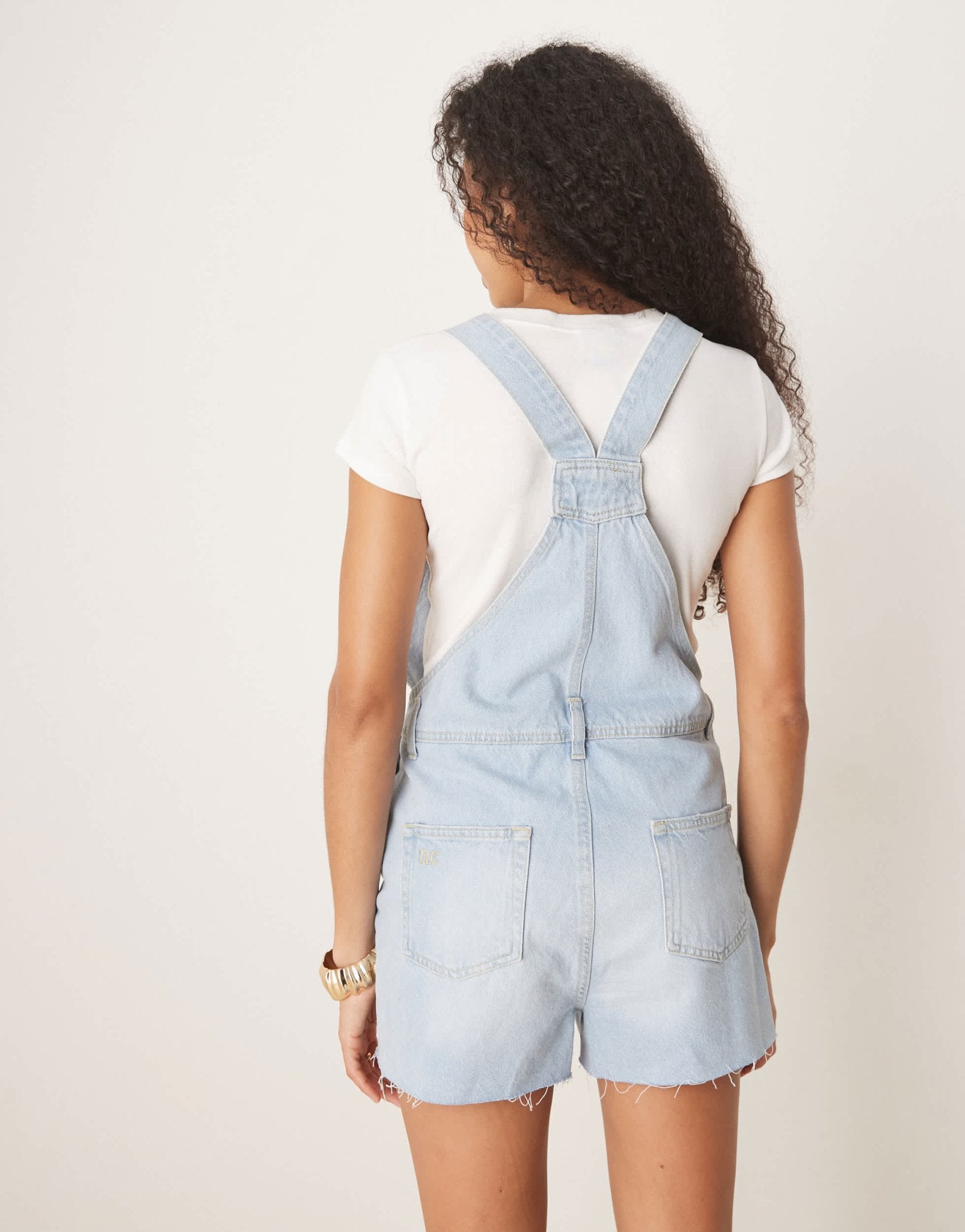 Nobody's Child Shortie denim dungaree playsuit in light blue - ASOS Sample Sale