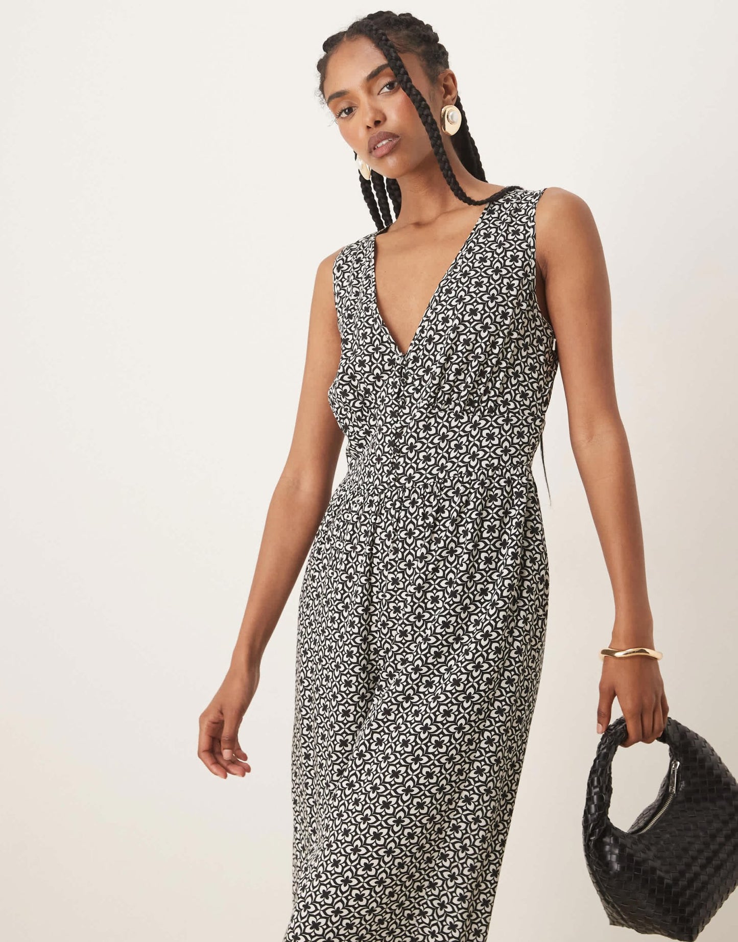 Nobody's Child Starlight sleeveless jumpsuit in mono geo print - ASOS Sample Sale