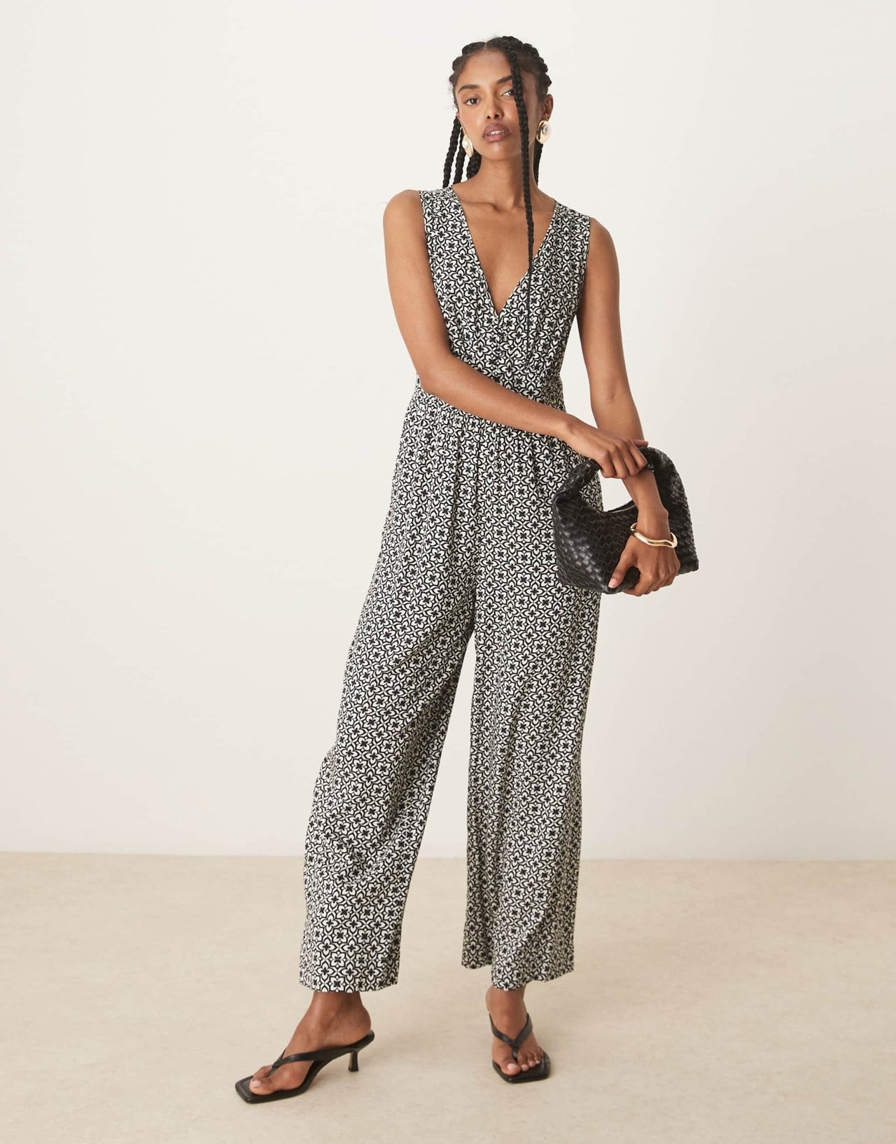 Nobody's Child Starlight sleeveless jumpsuit in mono geo print - ASOS Sample Sale