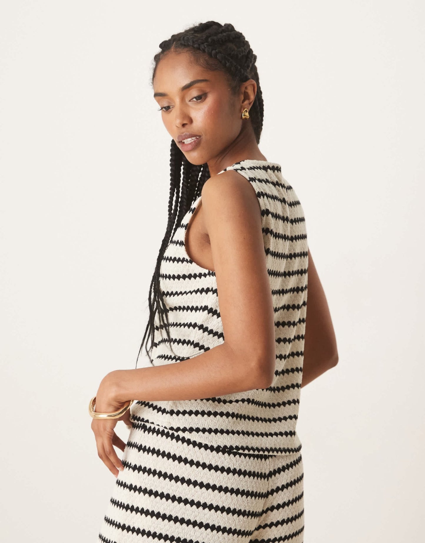 Nobody's Child textured stripe waistcoat co-ord in mono - ASOS Sample Sale