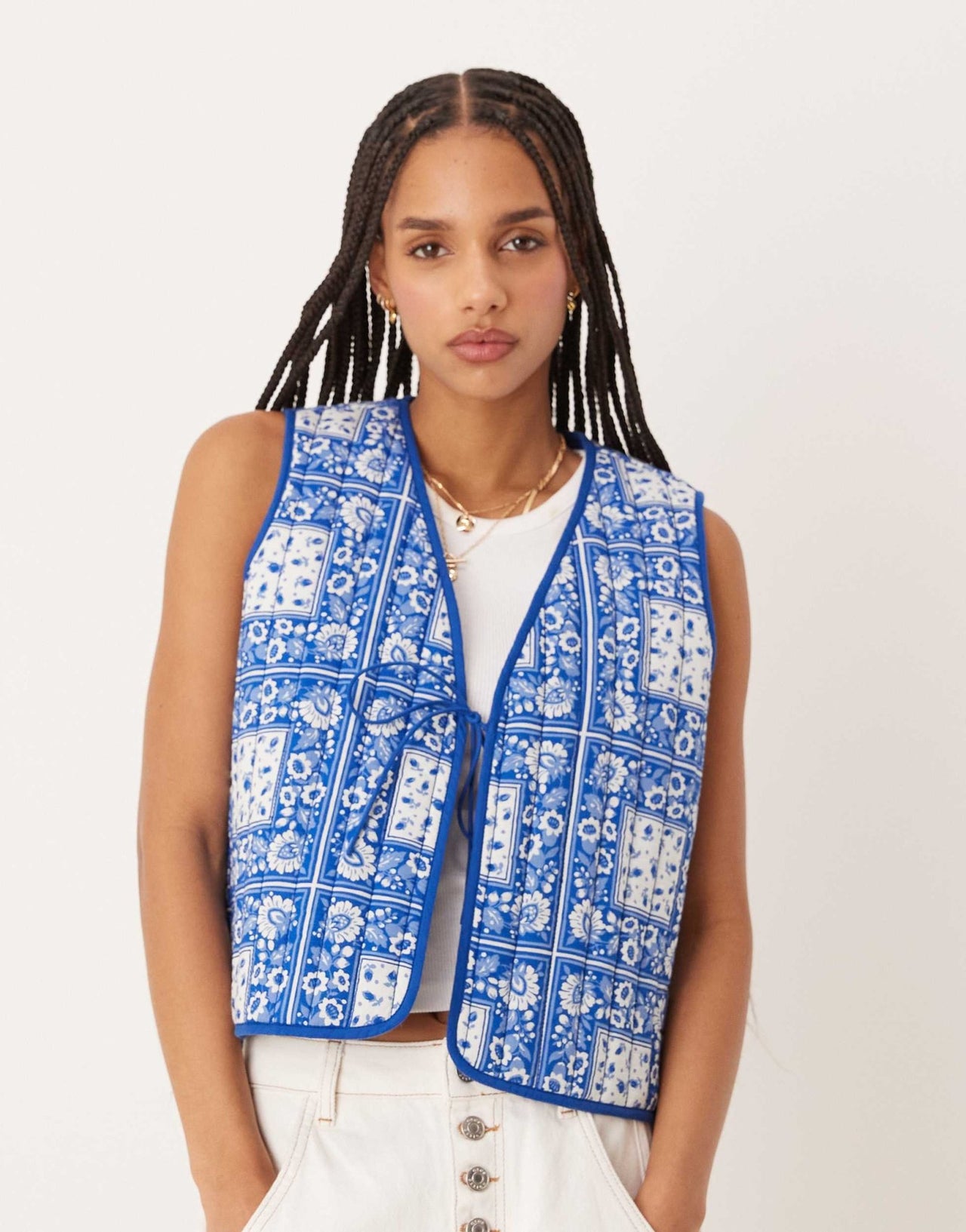 Nobody's Child western quilted gilet in blue bandana print - ASOS Sample Sale
