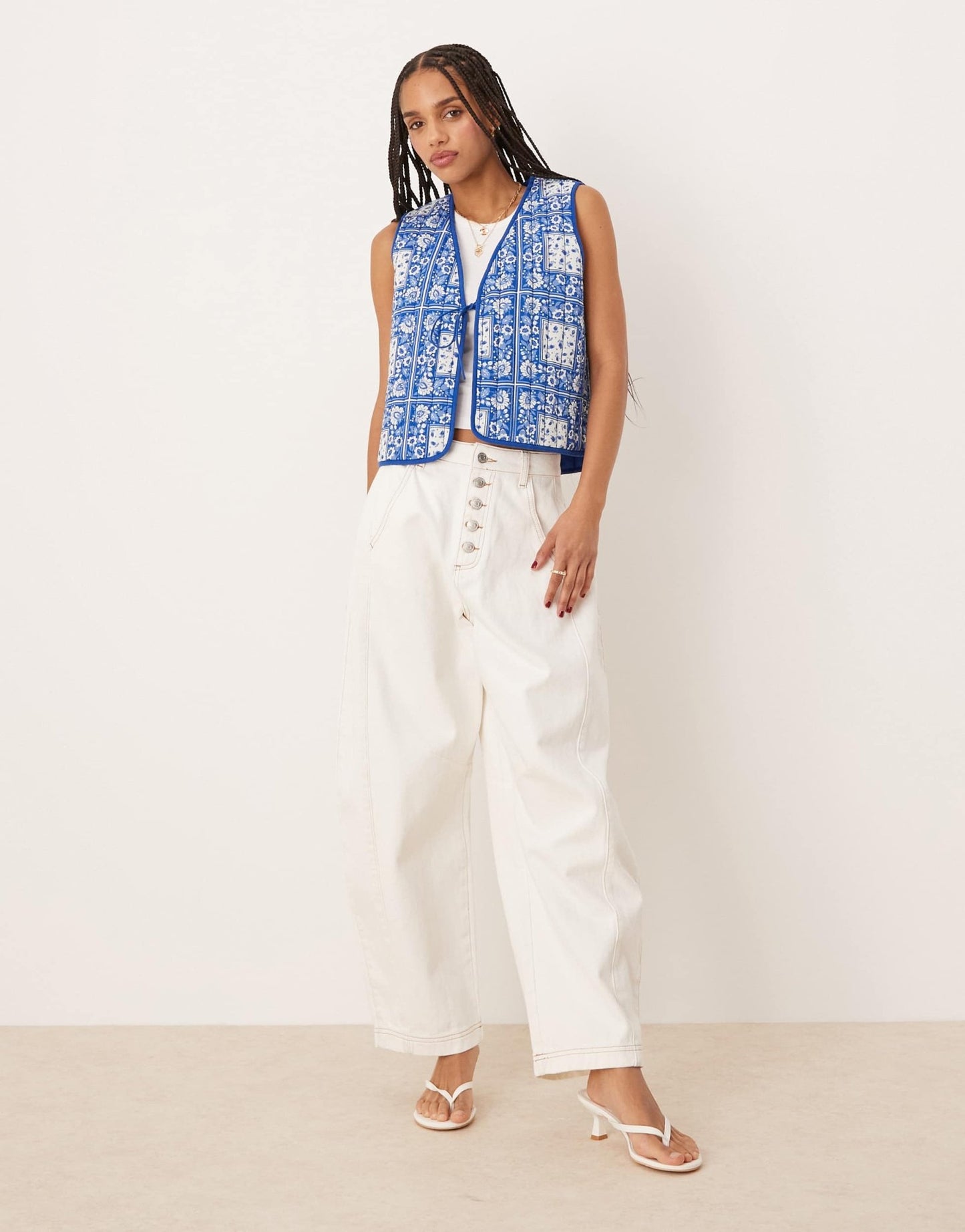Nobody's Child western quilted gilet in blue bandana print - ASOS Sample Sale