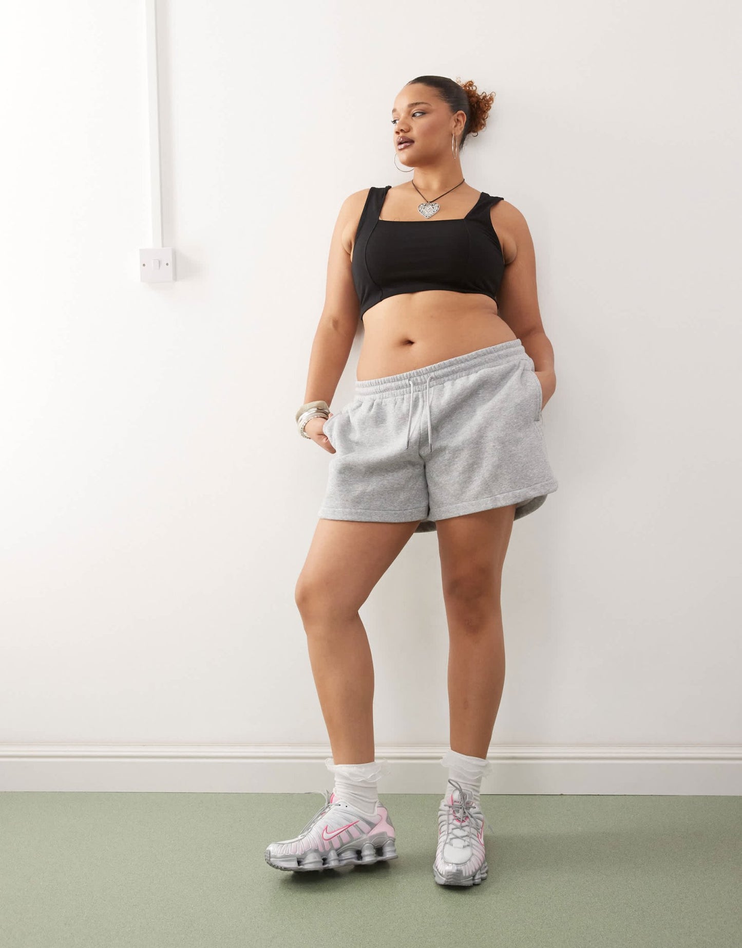 Noisy May Curve elasticated waist shorts in light grey - ASOS Sample Sale