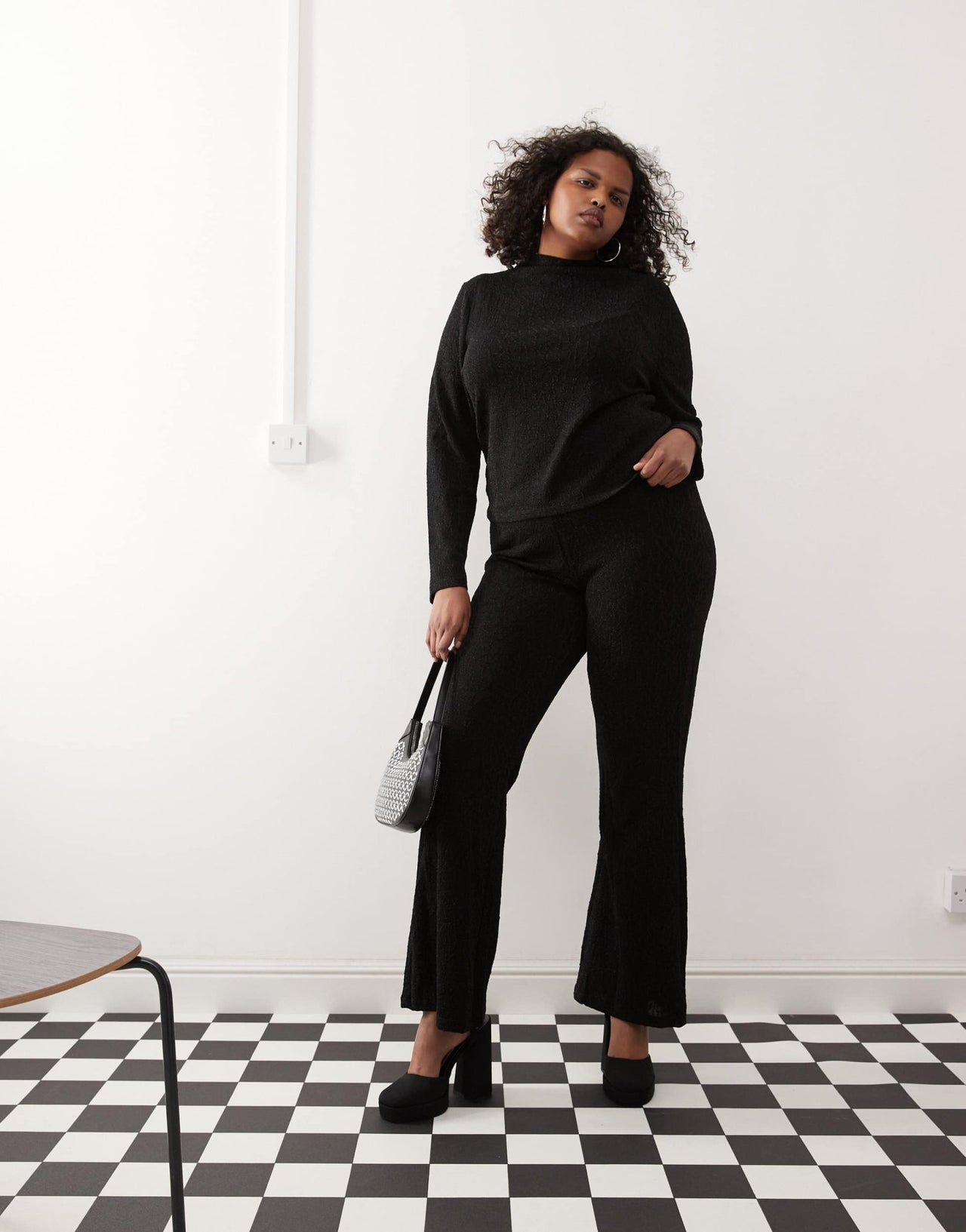Noisy May Curve glitter flare trouser co - ord in black - BLACK - ASOS Sample Sale