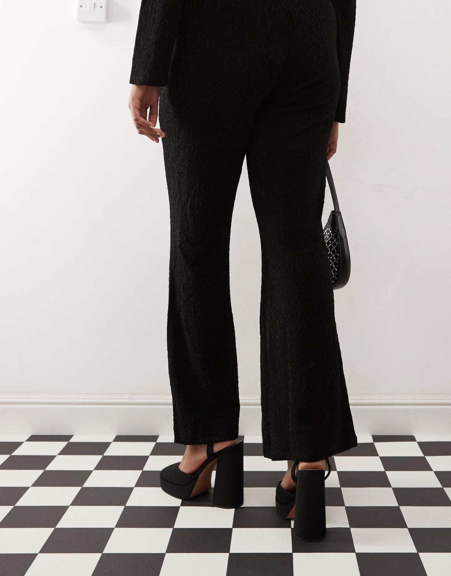 Noisy May Curve glitter flare trouser co - ord in black - BLACK - ASOS Sample Sale