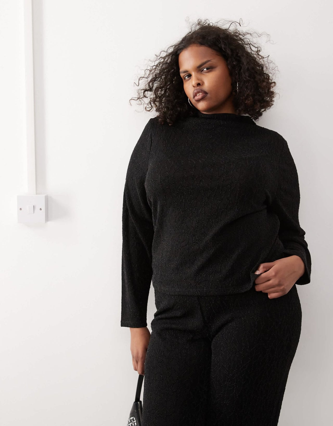 Noisy May Curve high neck glitter top co - ord in black - ASOS Sample Sale